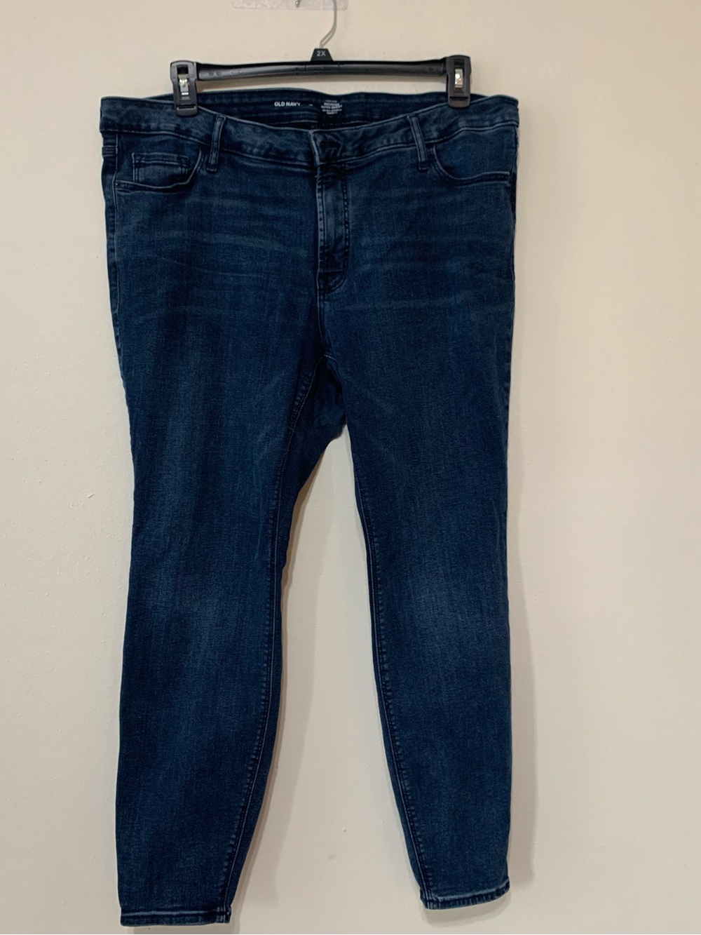 High Rise Rockstar Skinny Jeans Dark Blue Smooth Pockets Women’s Size 20